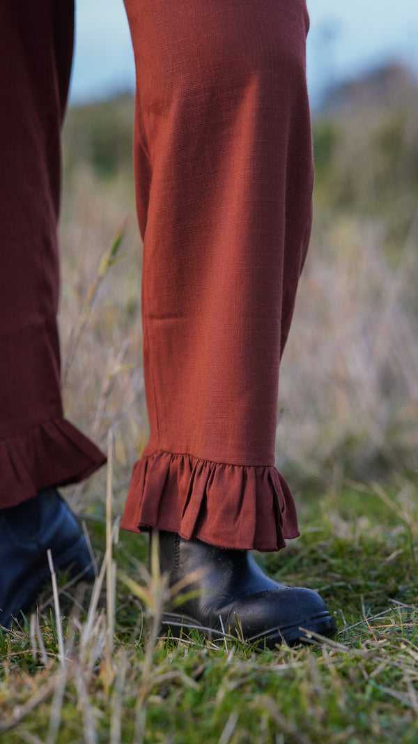rustbrun avslappet linbukse - soleie bukse