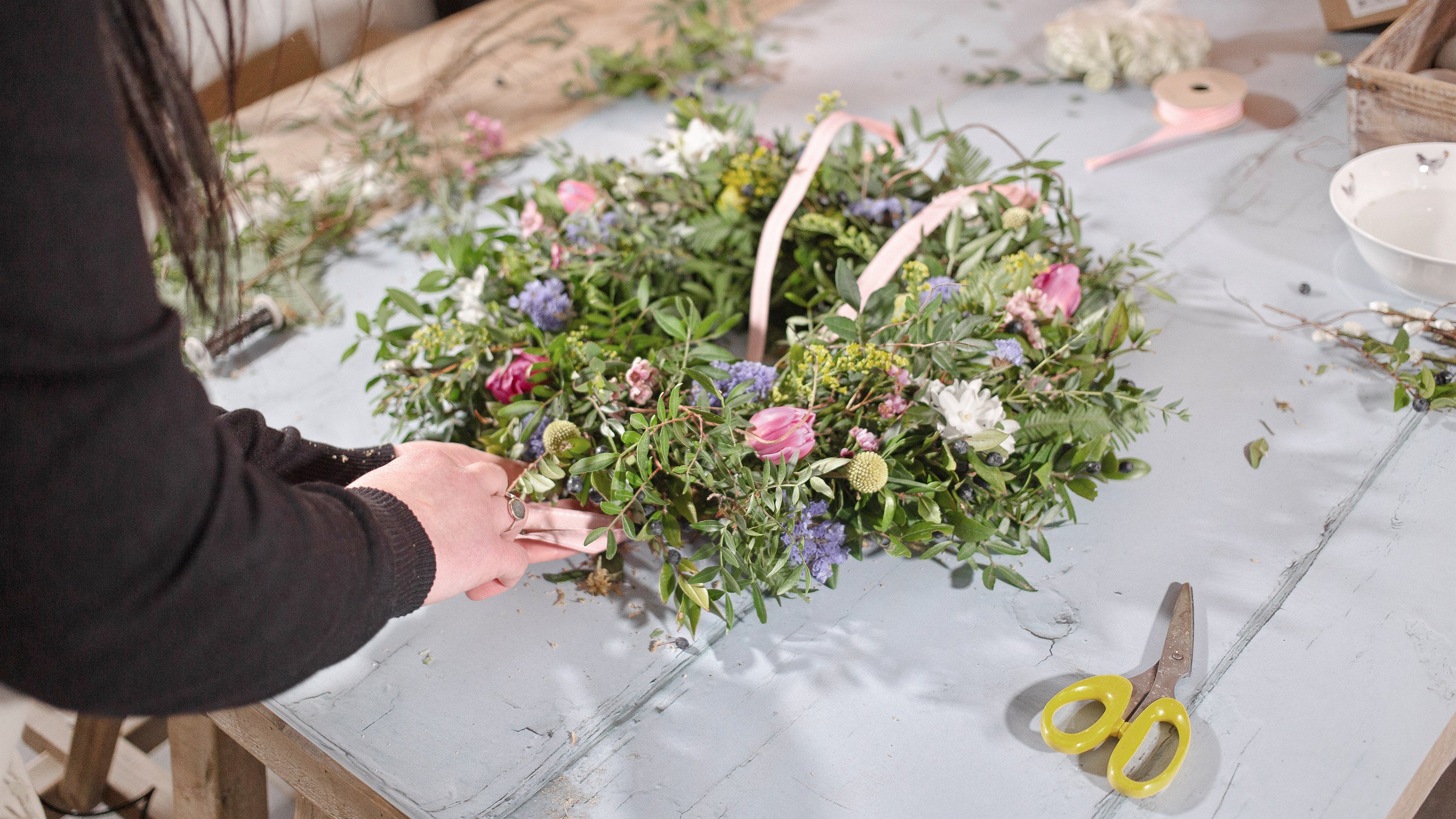 DIY Dried Flower Wrap Bouquet - Natural Colors - E's Florals