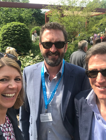 Sophie with comedian Lee Mack at Chelsea Flower Show 2019