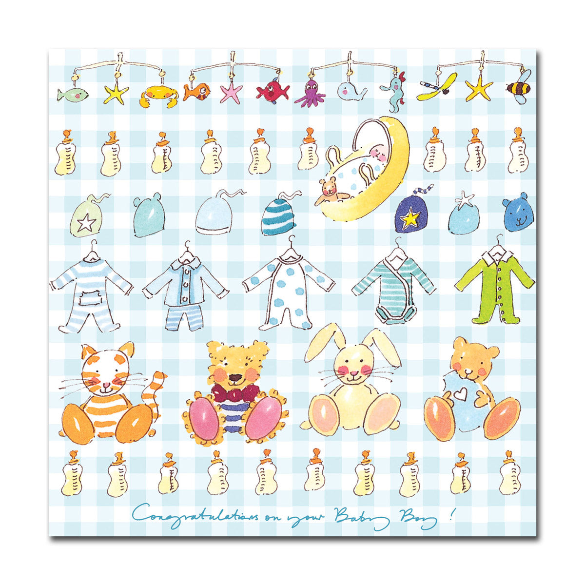 Congratulations Baby Boy Greeting Card By Sophie Allport