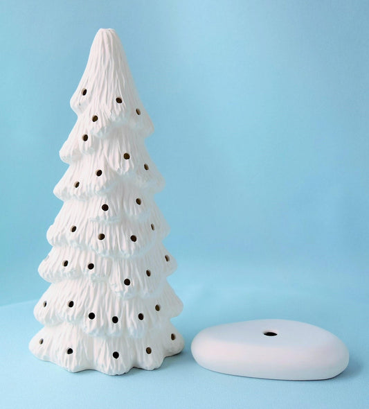 Bisque Ceramic Christmas Tree, 16 Inches