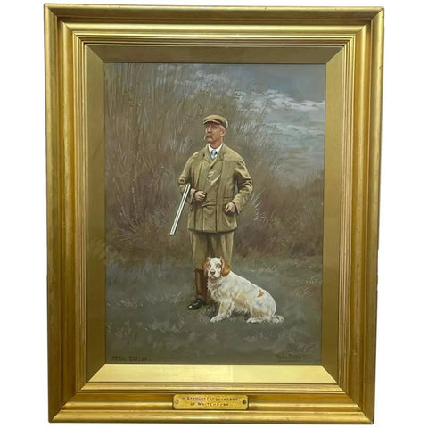 Scottish Sporting Watercolour Portrait W Stewart Farquharson With Hunting Dog