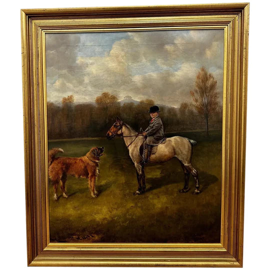 victorian-oil-painting-boy-francis-james-fry-aged-5-riding-pony-attendant-dog