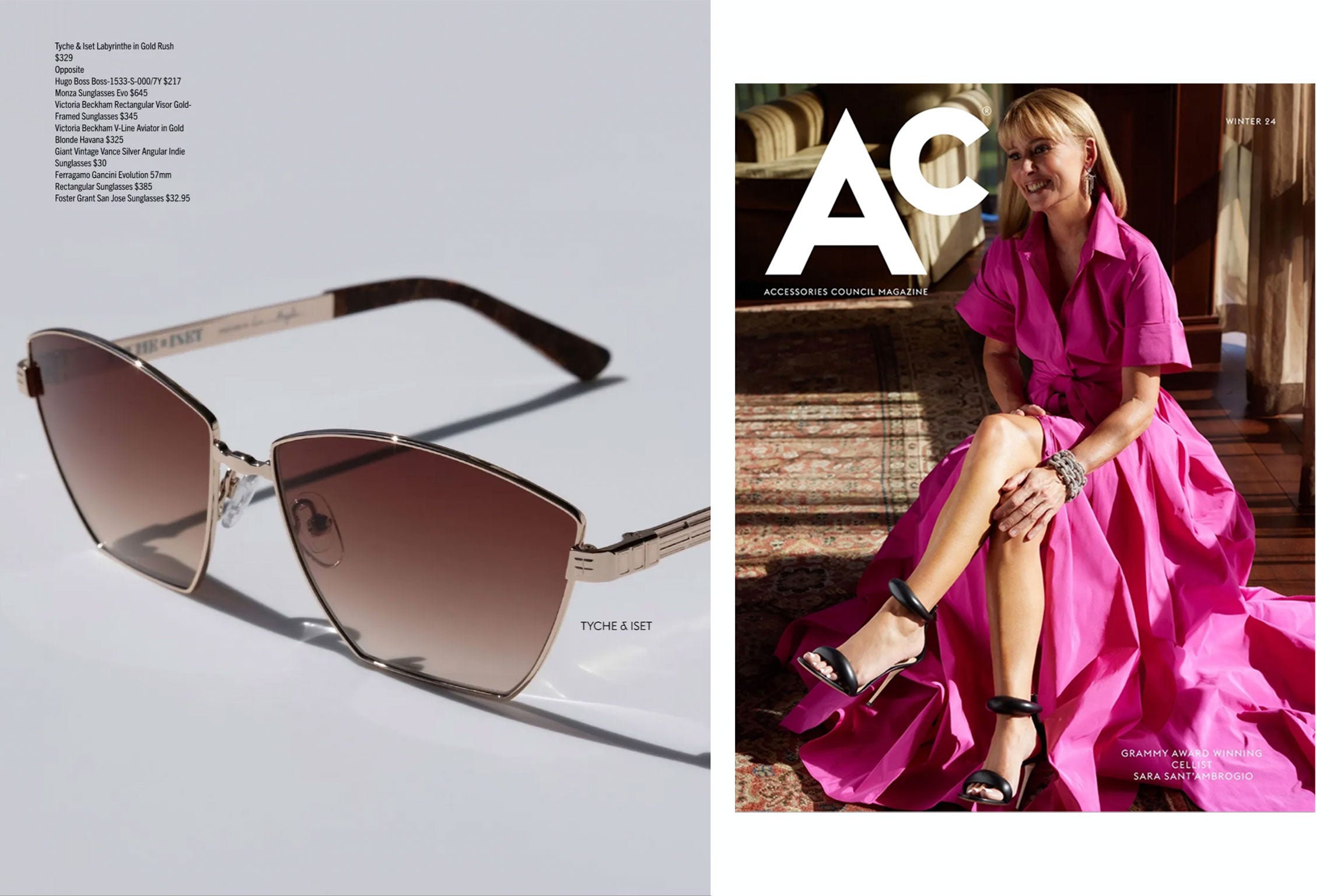 Accessories Council, AC Magazine, Editorial, Winter Fashion Accessories, Wire Frame Eyewear Trends, Optical, Metal Sunglasses, Woman Owned Business