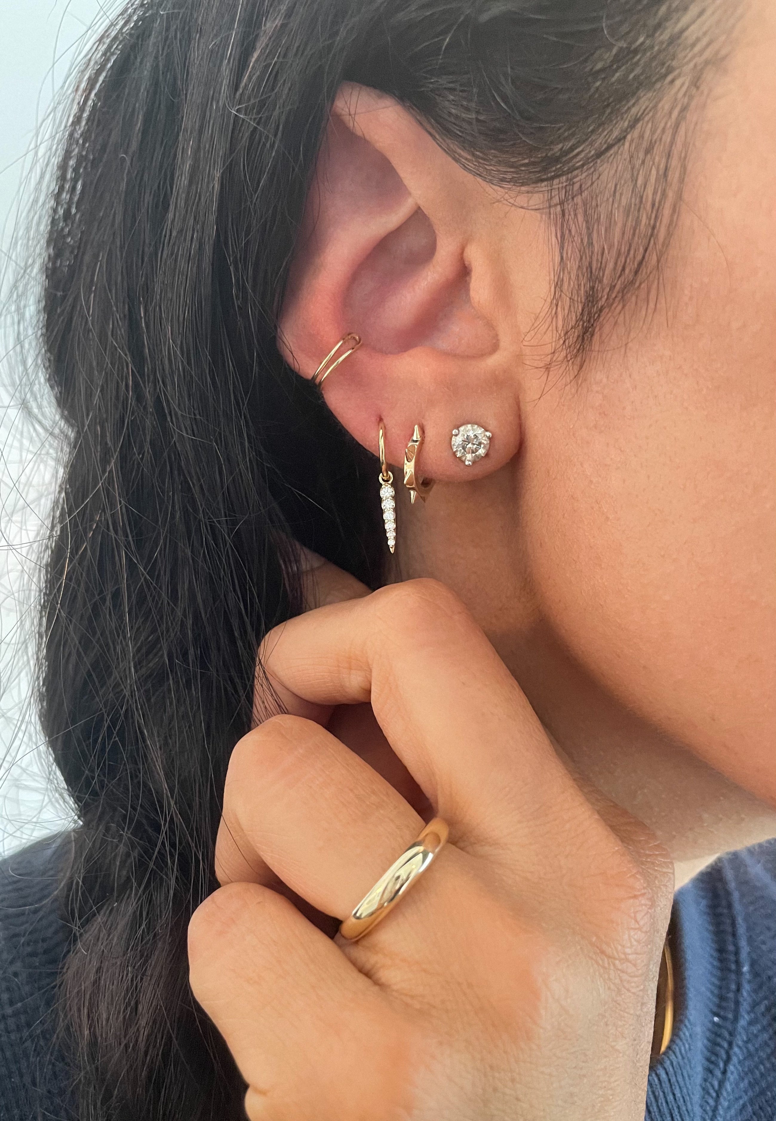 Gold Spike Hoop Earrings