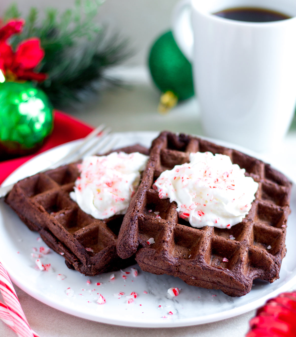 Double Chocolate Peppermint Mighty Muffin Waffle