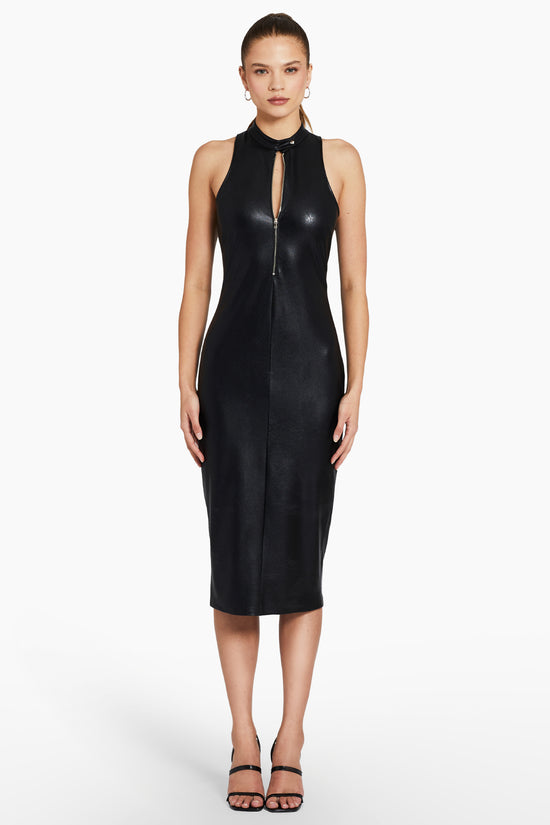 SPANX BLACK Leather-Like Sleeveless Sheath Dress SZ M NWT – AGRI