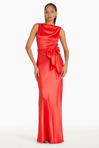 Shop Amanda Uprichard Rosemary Silk Maxi In Crimson