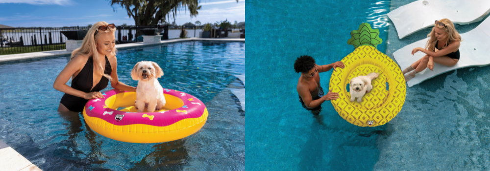 Pink Donut Dog Pool Float and Pineapple Dog Pool Float