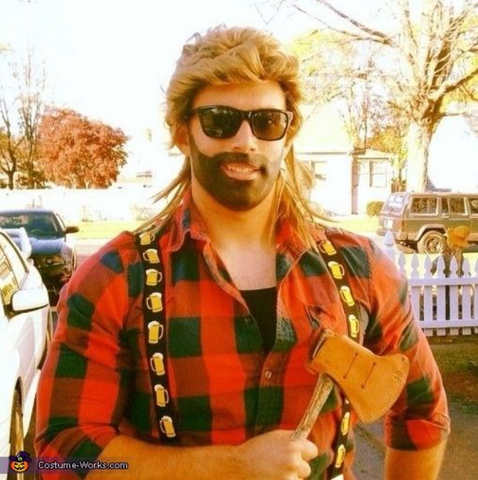 Man dressed as a lumberjack for Halloween