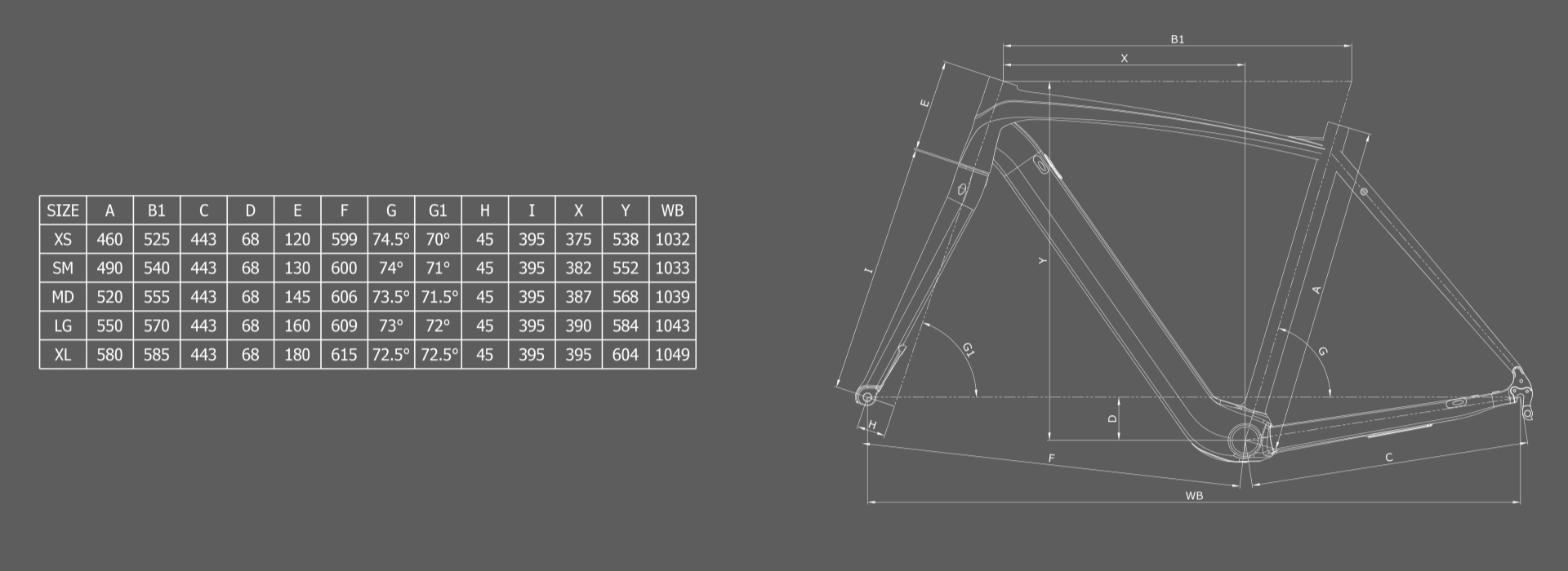 Bianchi e-Impulso Gravel Geometry Size Chart