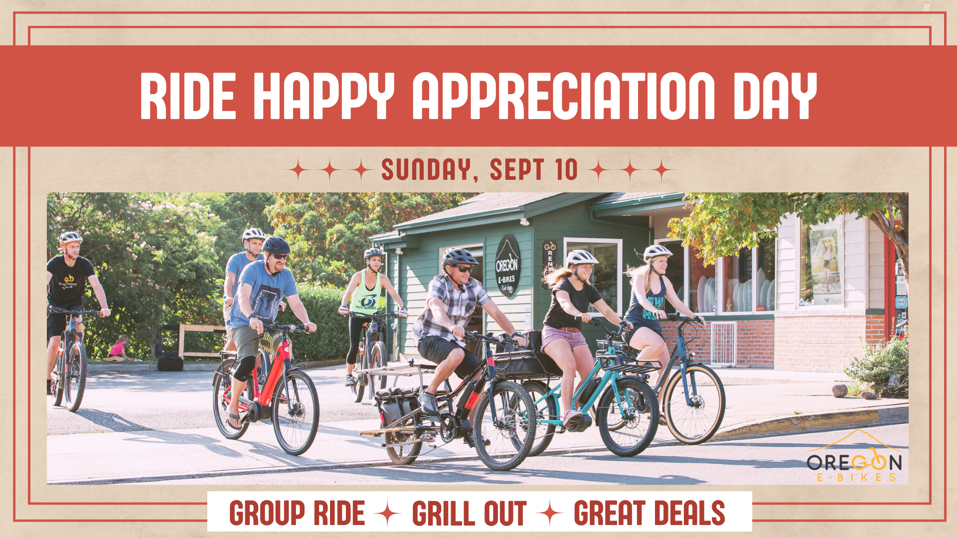 Ride Happy Appreciation Day - E-Bike Group Ride, Grill out and sale