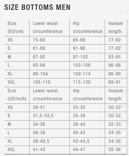 Ion Bike Shorts Bottoms Men's Size Chart