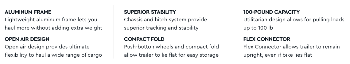 Burley Flatbed Cargo Trailer Features