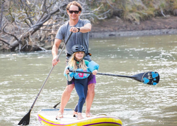 TJ paddles with daughter in Hood River