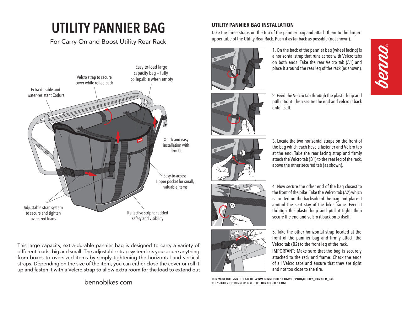 UTILITY PANNIER BAG INSTRUCTIONS INSTALLATION MANUAL