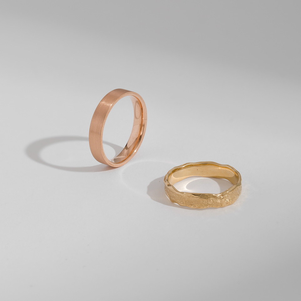 Rose gold and yellow gold rings