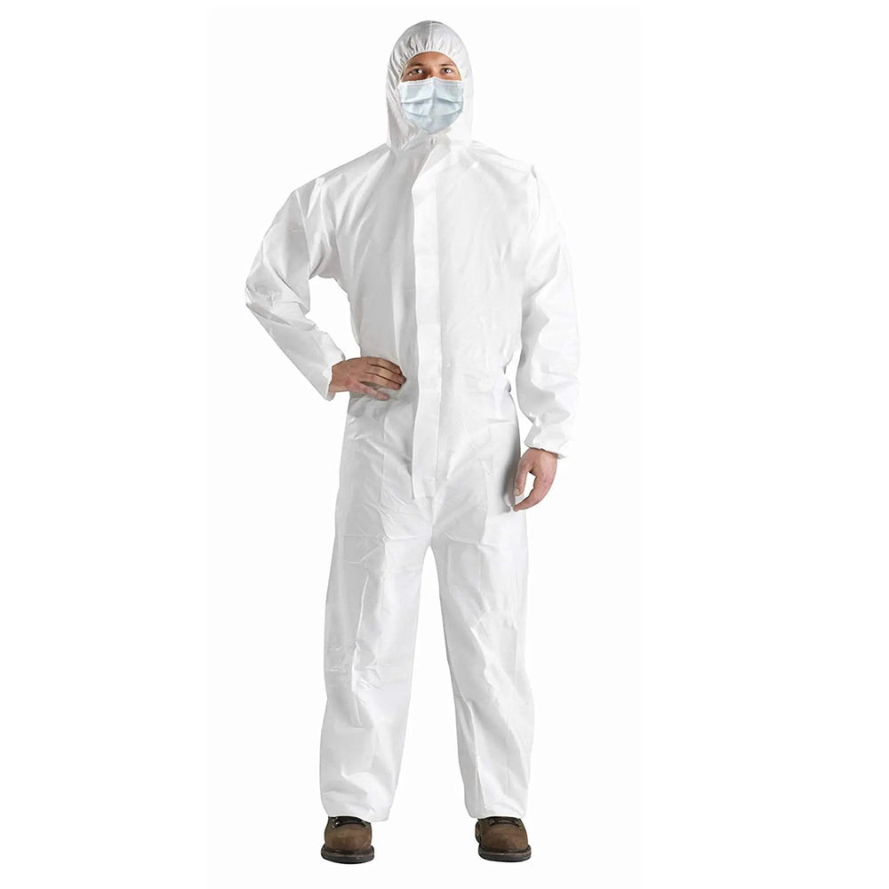 Case of 50 Hazmat Suits, Chemical Protective Coverall with Hood