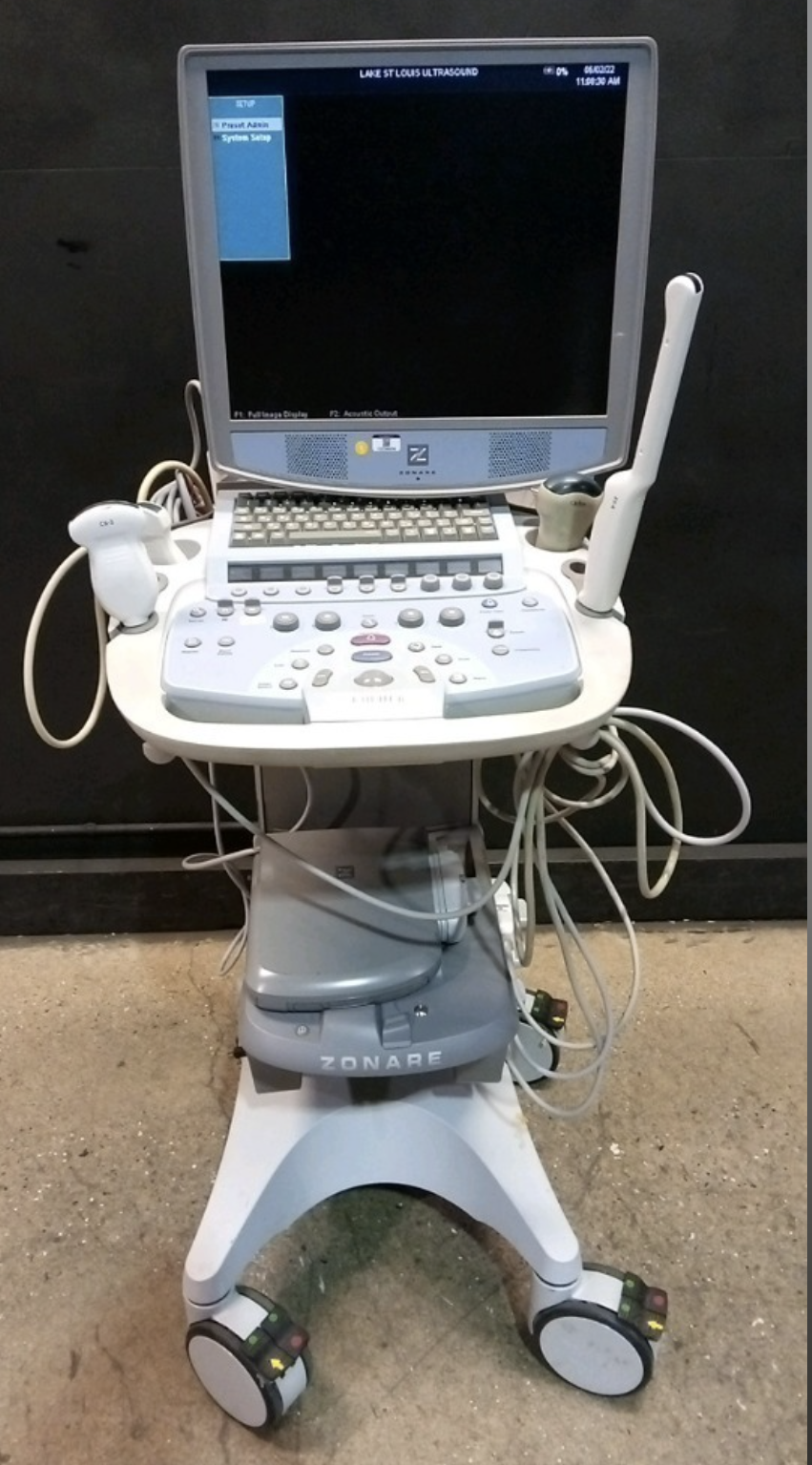 ZONARE Z ONE ULTRASOUND MACHINE WITH 4 PROBES - C6-2, E9-4, C8-33D 