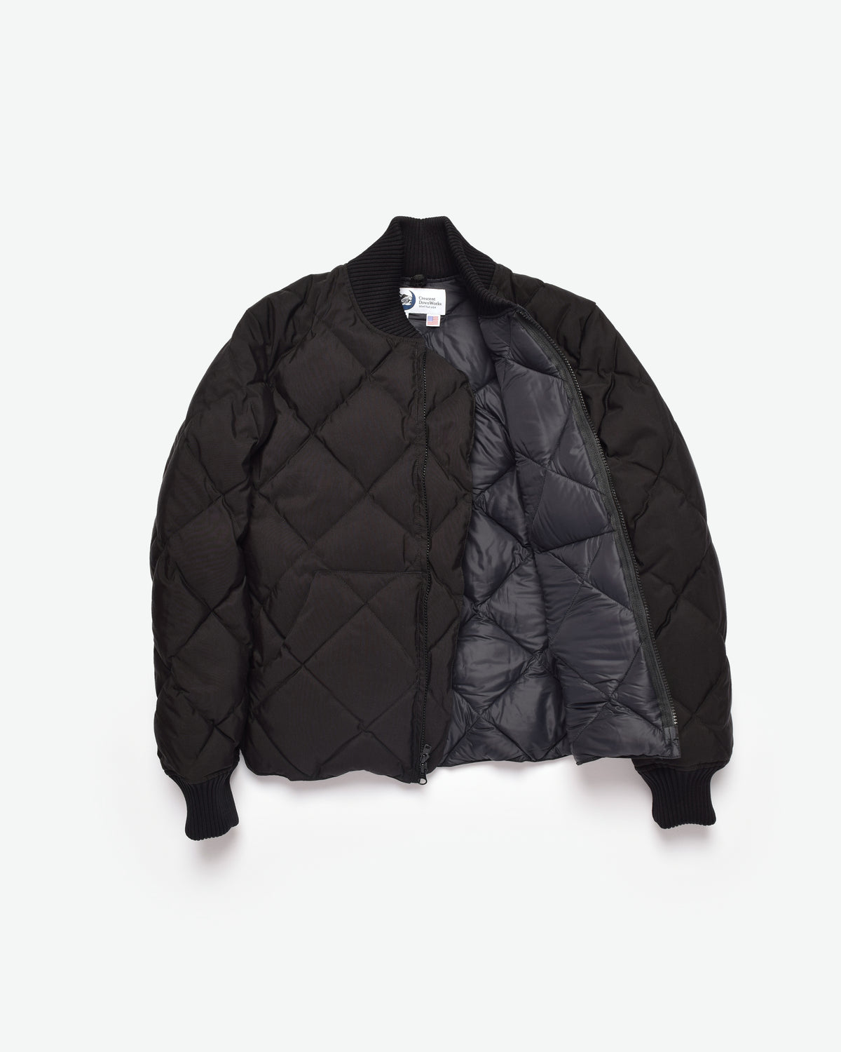 Crescent Down Works Diagonal Quilt Sweater | Black