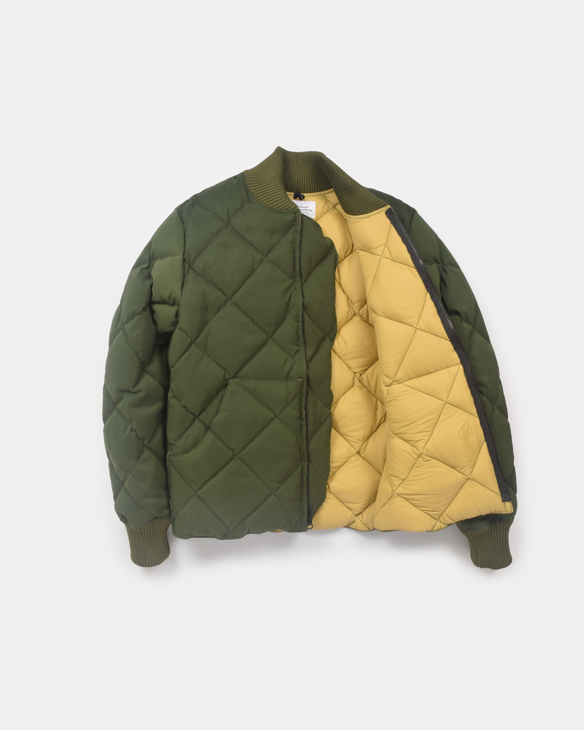 Crescent Down Works Diagonal Quilt Sweater | Olive