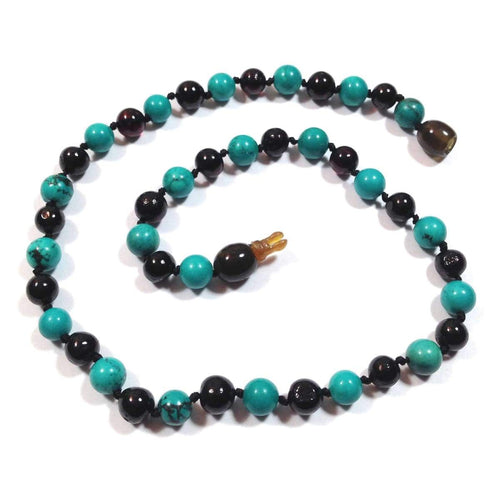 Amber-Gemstone Dark Cherry & Turquoise