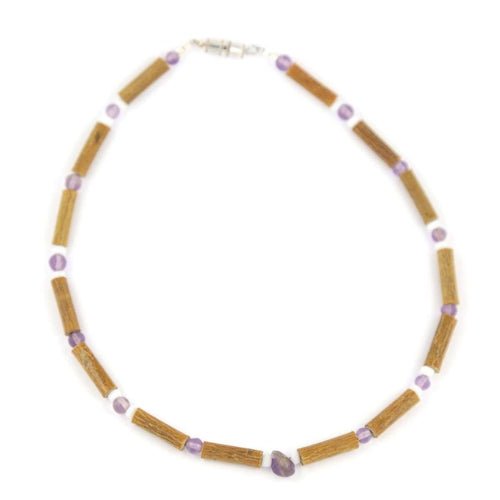 Hazel-Gemstone Amethyst & White Beads