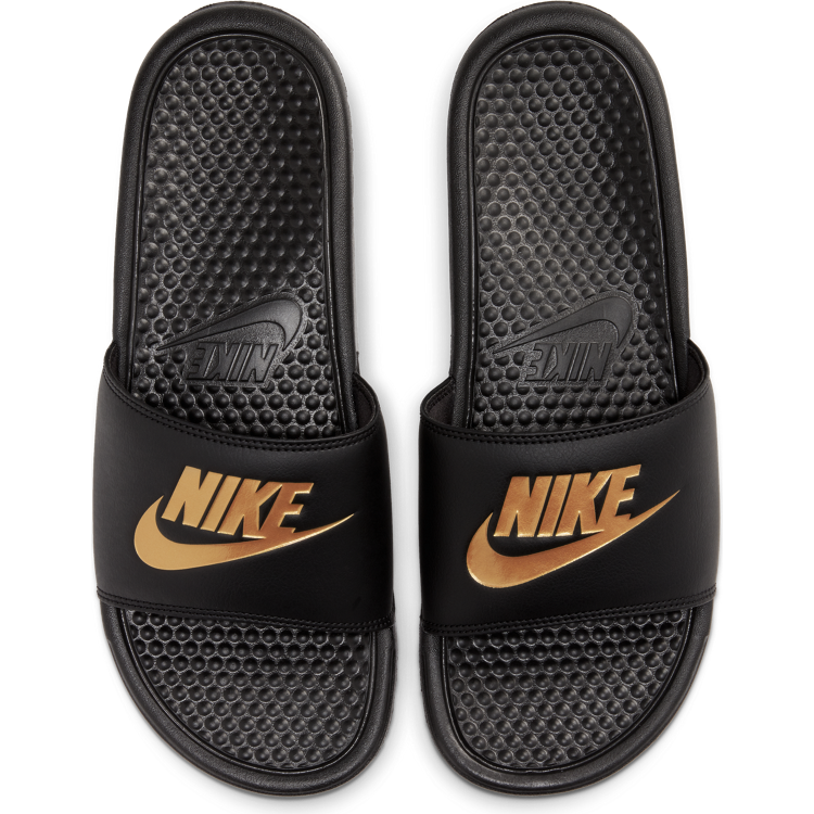 nike benassi black and gold