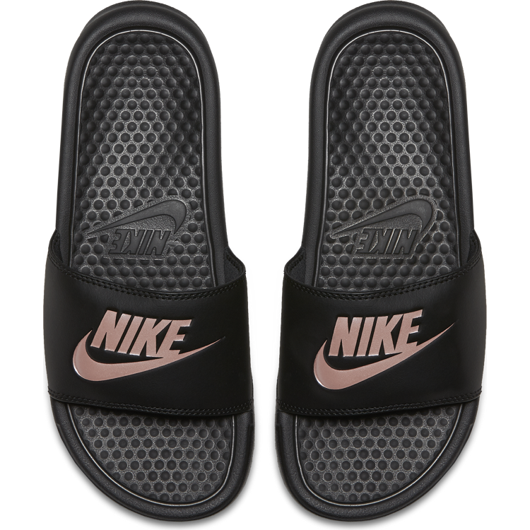 nike benassi rose gold slides