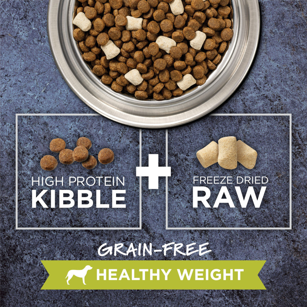 Raw Boost Healthy Weight Grain Free Kibble + Raw Adult Dog Dry Food - Chicken