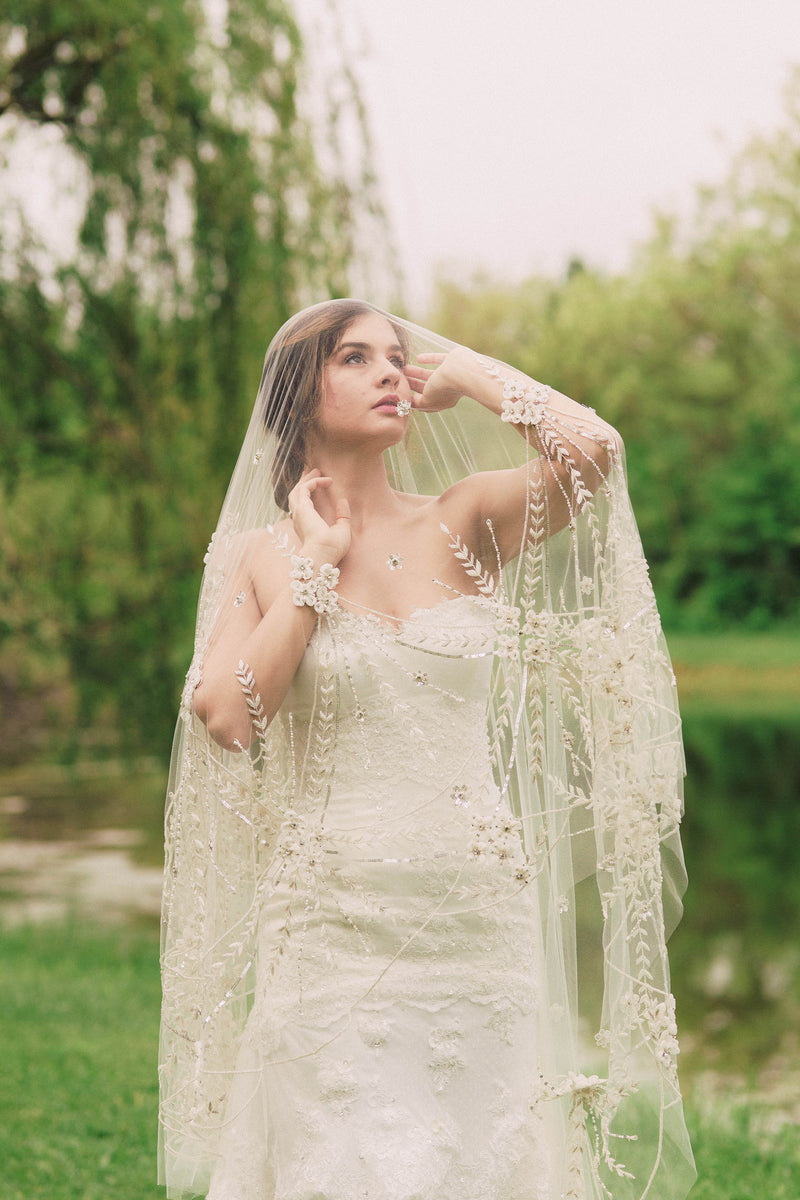 Vintage inspired cathedral length bridal veil