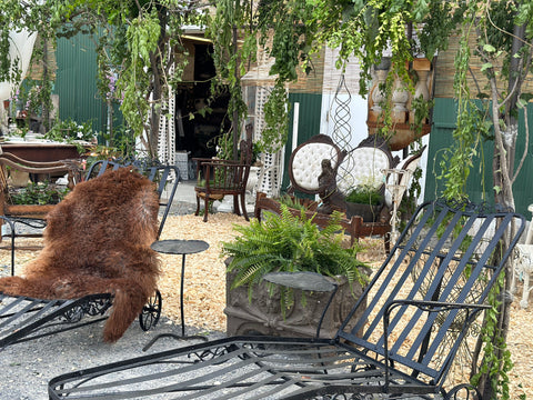 Garden oasis in front of the Ruritan building at Lucketts Spring Market.