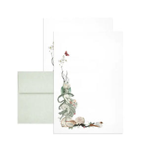 Sea Nymph Stationery Set, 12 Sheets & Envelopes - Chartreuse & co - Stationery Paper And Envelopes Set