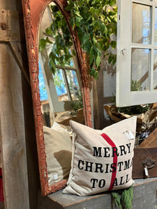 "Merry Christmas to All" Linen Down Pillow