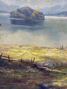 Original Vintage European Lake Scene