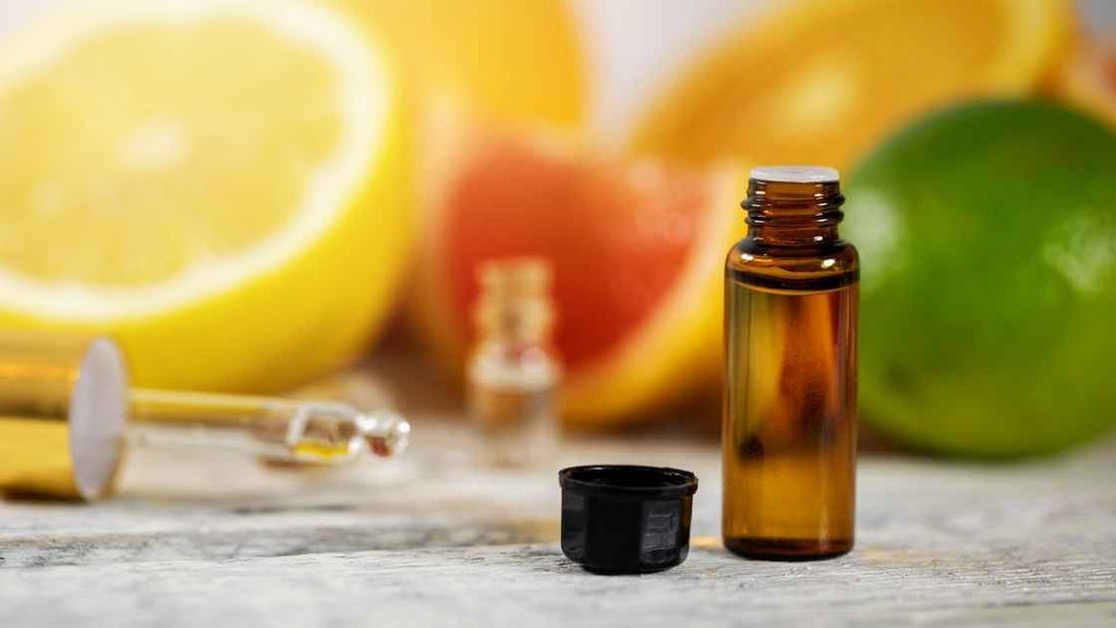 citrus-essential-oil with fruits