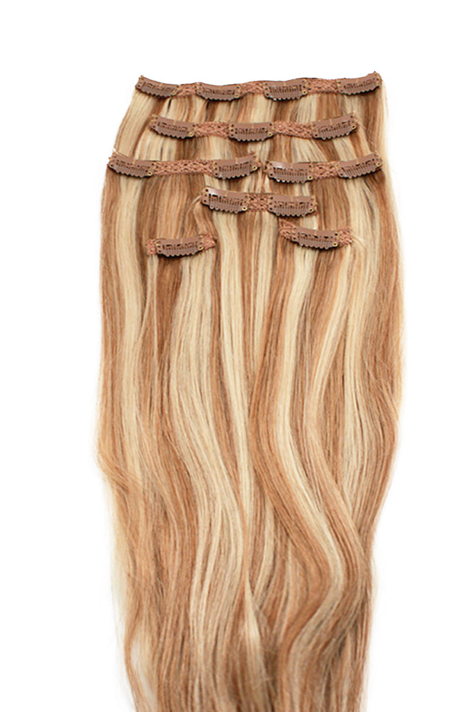 18 Blonde And Monroe Blonde Highlighted Clip In Hair Extensions