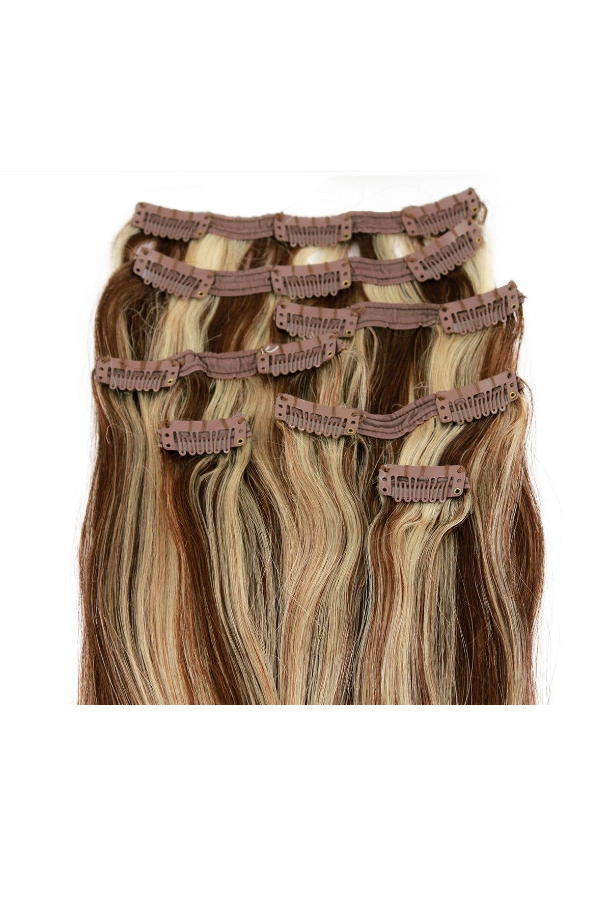 16" Clip In Hair Extensions: No P4-613 Dark Brown/ Monroe Blonde