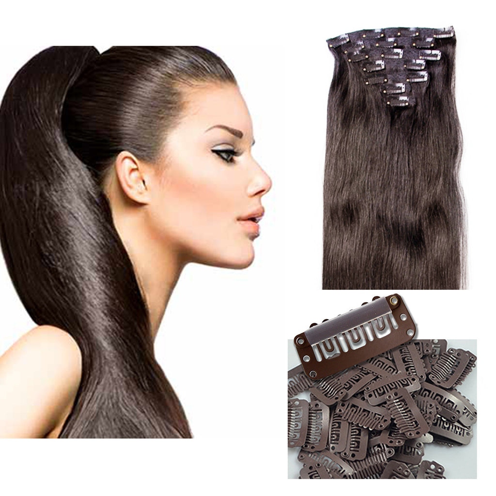 18 Clip In 100 Remy Hair Extensions Clip In Extensions Darkest