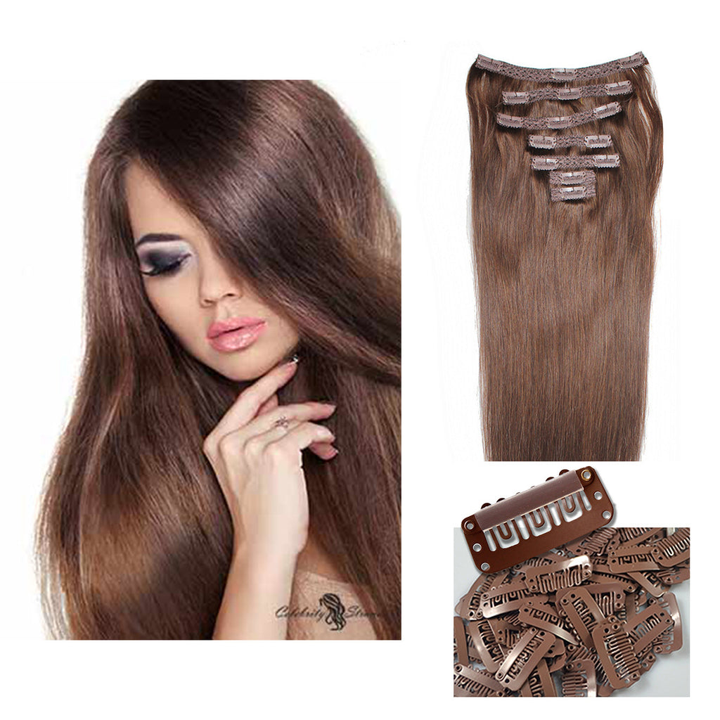 hair extensions medium brown