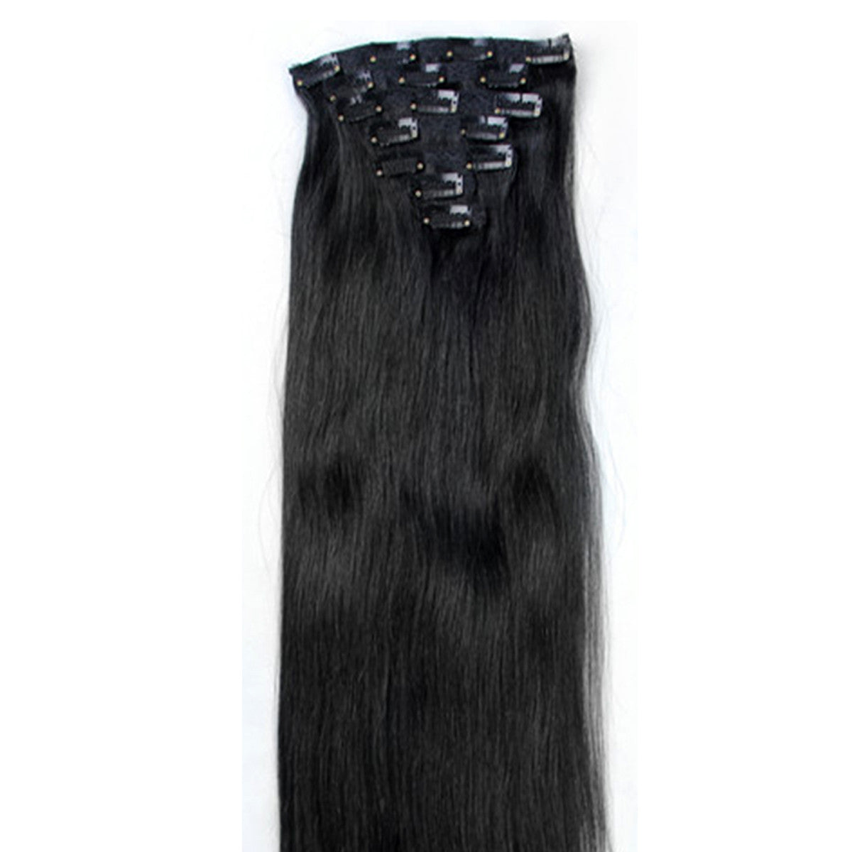 18" Clip In Remy Hair Extensions: Black Stallion No. 1