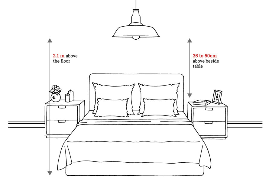Bedroom pendant light measurement diagram