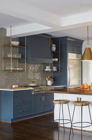 Brass work well with dark coloured kitchens, simply because its metallic shade pops up better with the opposite shade