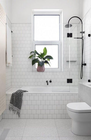 For powder rooms and baths with less natural light, choosing a neutral tone will help brighten up the scene. The solid colours produce a visually spacious atmosphere.