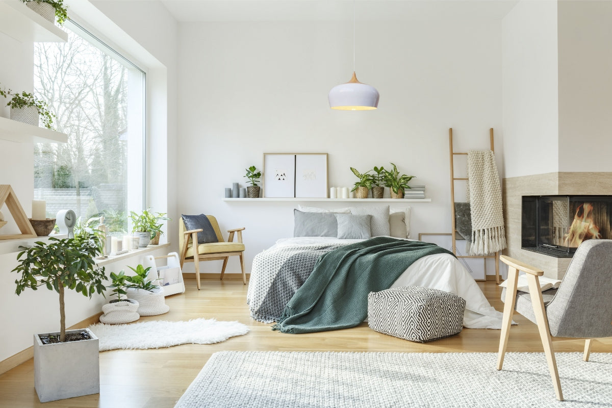 Scandi bedroom with Nordic Pendant Light