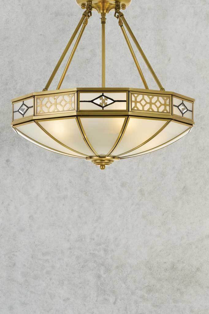 Grosvenor Glass Close To Ceiling Light Art Deco Lighting Fat