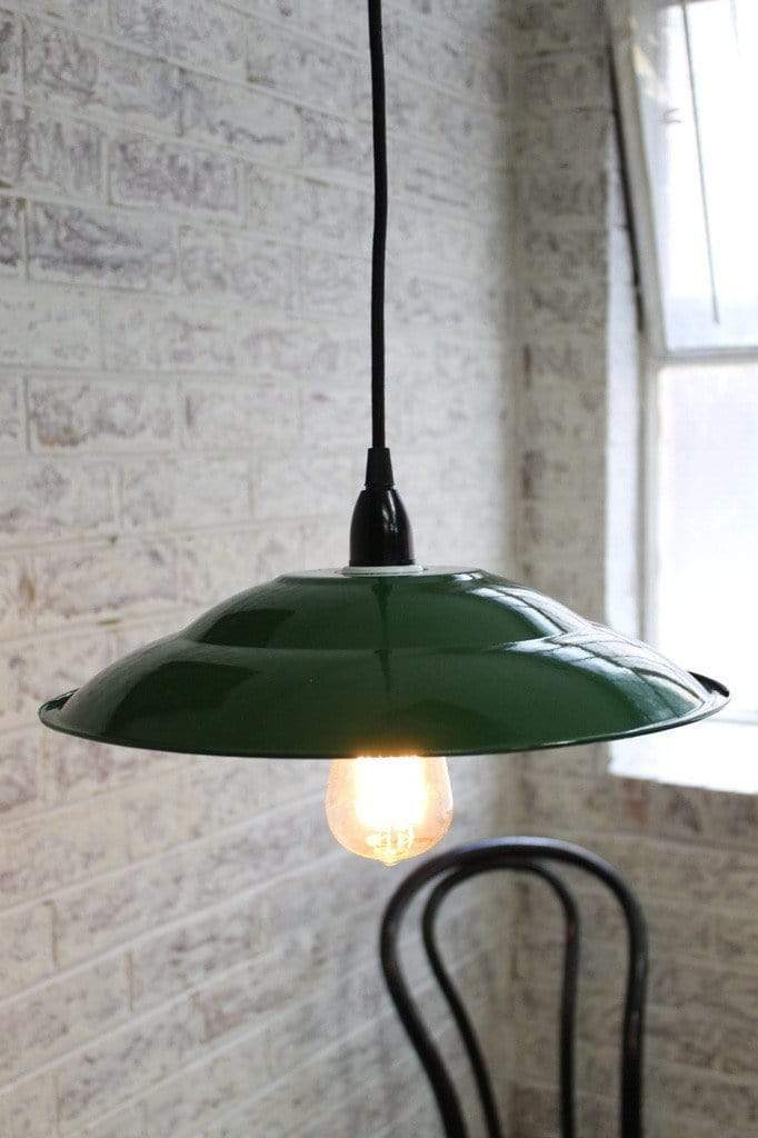 Barn Light Pendant Enamel Shade In Green Or Black Fat Shack