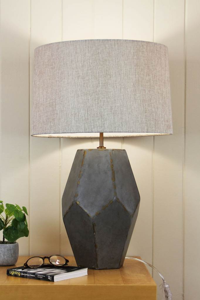 gold and grey table lamp