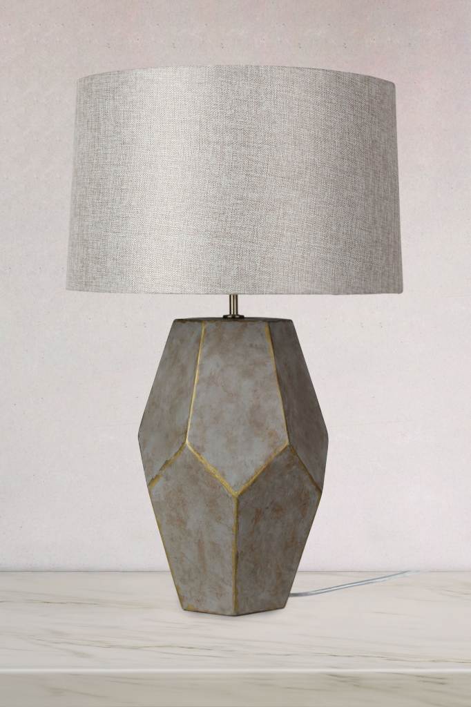 gold and grey table lamp