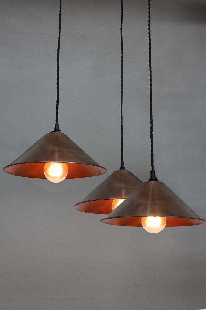 dark grey and copper lampshade